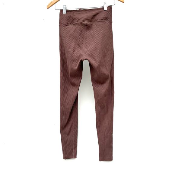 Year Of Ours Ribbed Lace Up Football Leggings Coco Brown Small Yoga Pants - Picture 3 of 7